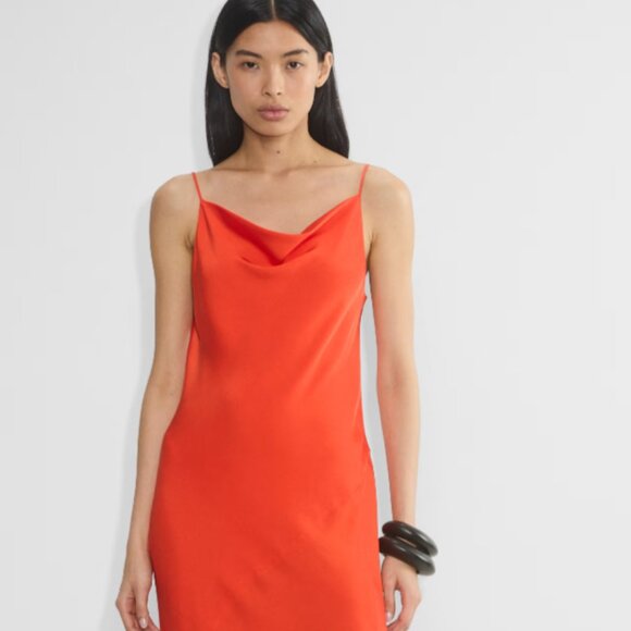 Aritzia Satin Dress in Coral - Picture 1 of 5